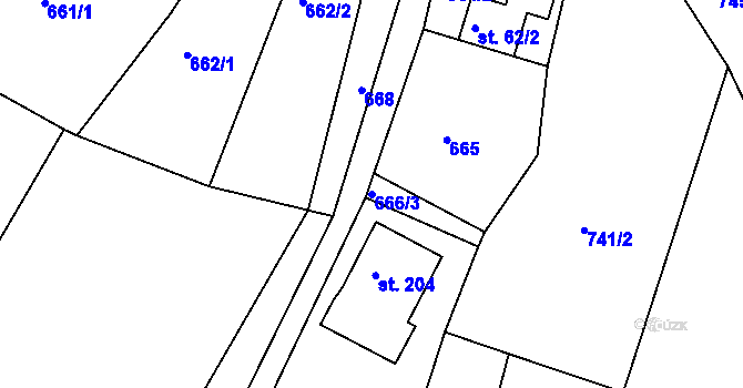 Parcela st. 666/3 v KÚ Střevelná, Katastrální mapa