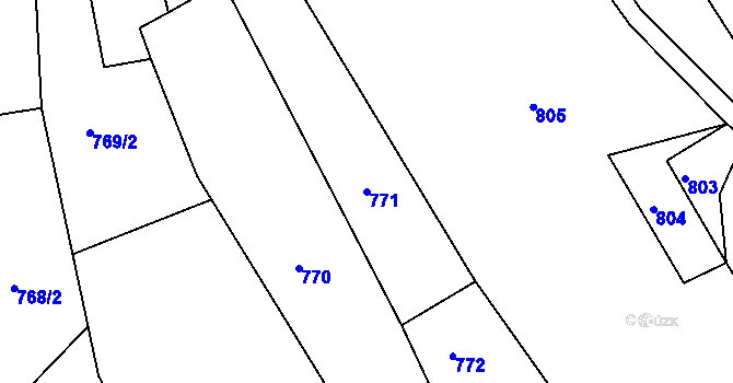 Parcela st. 771 v KÚ Střevelná, Katastrální mapa