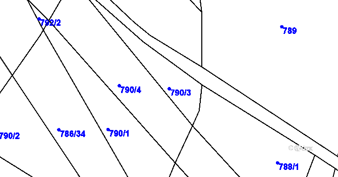 Parcela st. 790/3 v KÚ Střevelná, Katastrální mapa