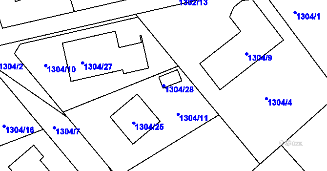 Parcela st. 1304/28 v KÚ Jirny, Katastrální mapa