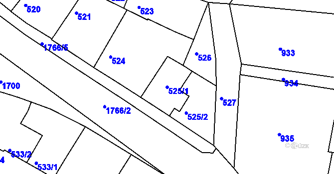Parcela st. 525/1 v KÚ Jirny, Katastrální mapa