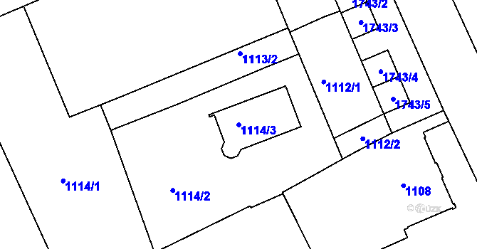 Parcela st. 1114/3 v KÚ Jirny, Katastrální mapa