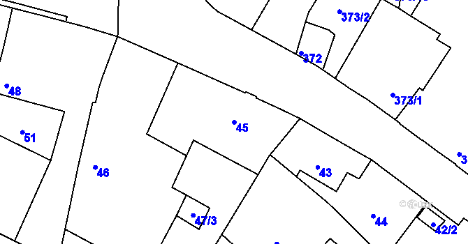 Parcela st. 45 v KÚ Jirny, Katastrální mapa