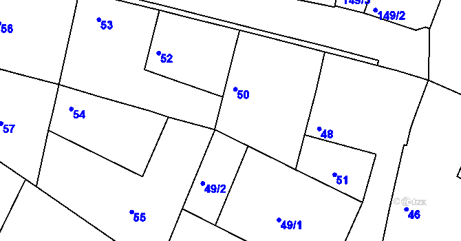 Parcela st. 50 v KÚ Jirny, Katastrální mapa