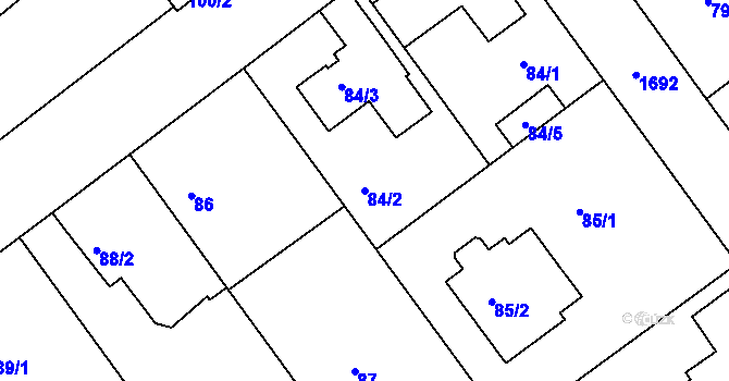 Parcela st. 84/2 v KÚ Jirny, Katastrální mapa