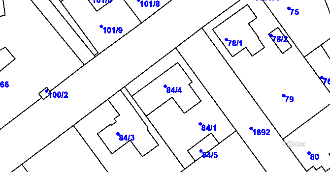 Parcela st. 84/4 v KÚ Jirny, Katastrální mapa