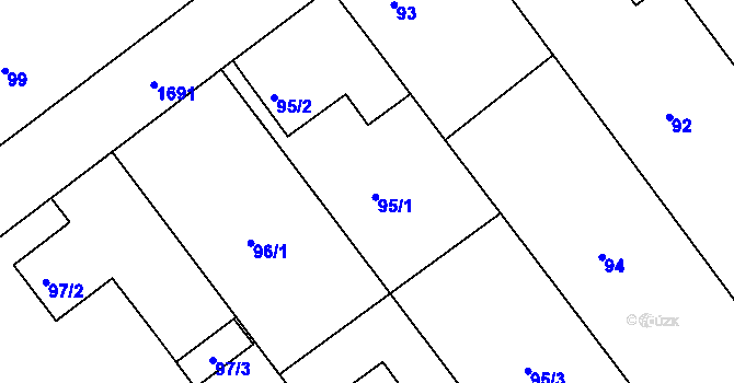 Parcela st. 95/1 v KÚ Jirny, Katastrální mapa