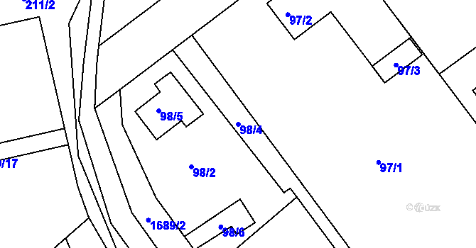 Parcela st. 98/4 v KÚ Jirny, Katastrální mapa