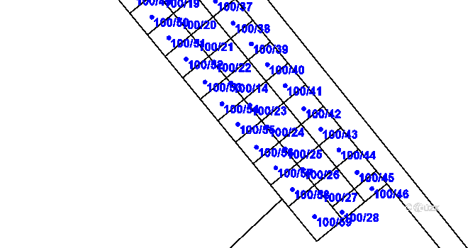 Parcela st. 100/55 v KÚ Jirny, Katastrální mapa