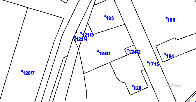 Parcela st. 124/1 v KÚ Jirny, Katastrální mapa