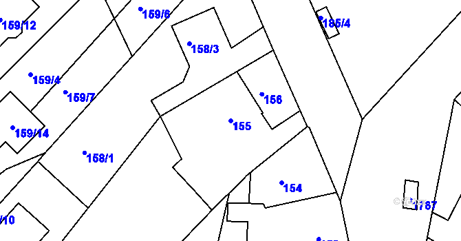 Parcela st. 155 v KÚ Jirny, Katastrální mapa