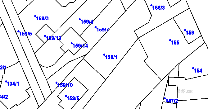 Parcela st. 158/1 v KÚ Jirny, Katastrální mapa