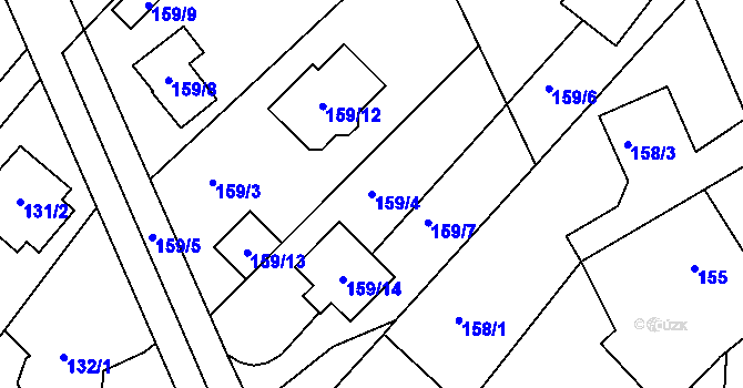 Parcela st. 159/4 v KÚ Jirny, Katastrální mapa