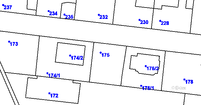 Parcela st. 175 v KÚ Jirny, Katastrální mapa