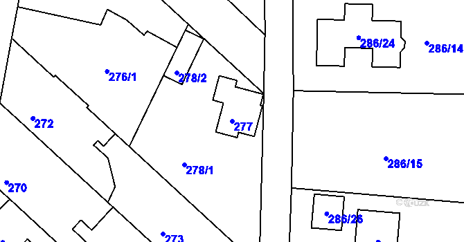 Parcela st. 277 v KÚ Jirny, Katastrální mapa