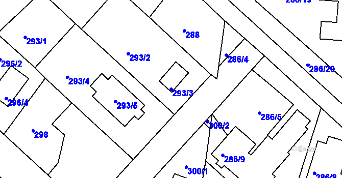 Parcela st. 293/3 v KÚ Jirny, Katastrální mapa