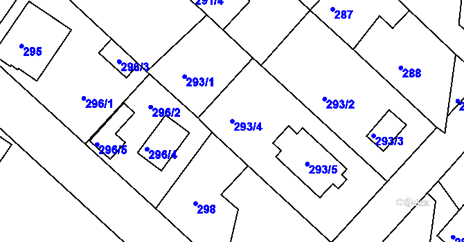 Parcela st. 293/4 v KÚ Jirny, Katastrální mapa