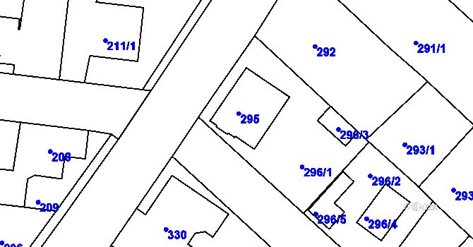 Parcela st. 295 v KÚ Jirny, Katastrální mapa