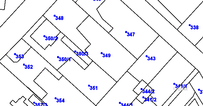 Parcela st. 349 v KÚ Jirny, Katastrální mapa