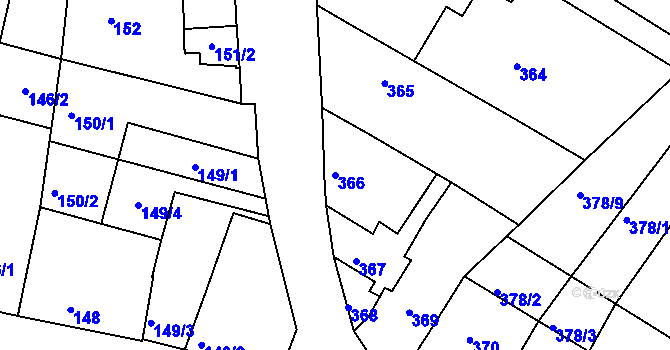 Parcela st. 366 v KÚ Jirny, Katastrální mapa