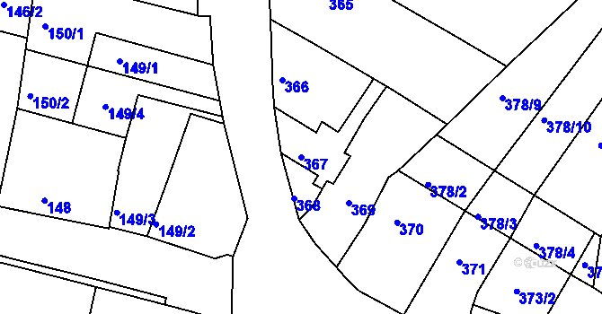 Parcela st. 367 v KÚ Jirny, Katastrální mapa