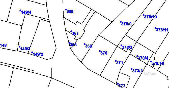 Parcela st. 369 v KÚ Jirny, Katastrální mapa