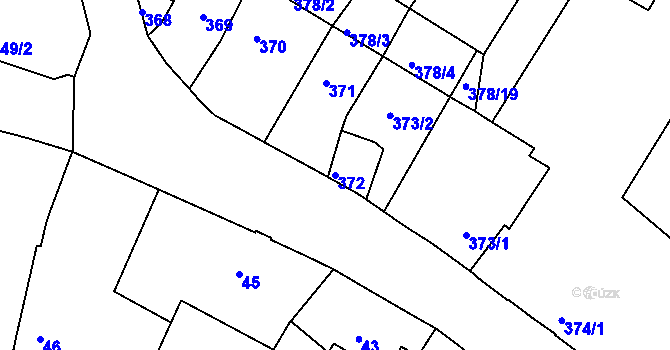 Parcela st. 372 v KÚ Jirny, Katastrální mapa