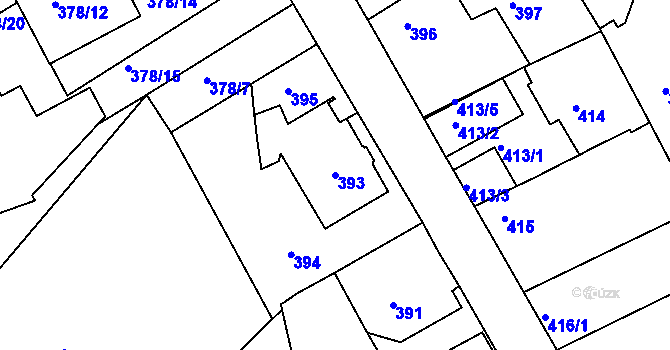 Parcela st. 393 v KÚ Jirny, Katastrální mapa