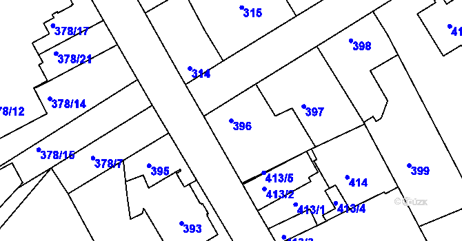 Parcela st. 396 v KÚ Jirny, Katastrální mapa