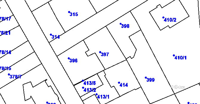 Parcela st. 397 v KÚ Jirny, Katastrální mapa