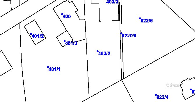 Parcela st. 403/2 v KÚ Jirny, Katastrální mapa