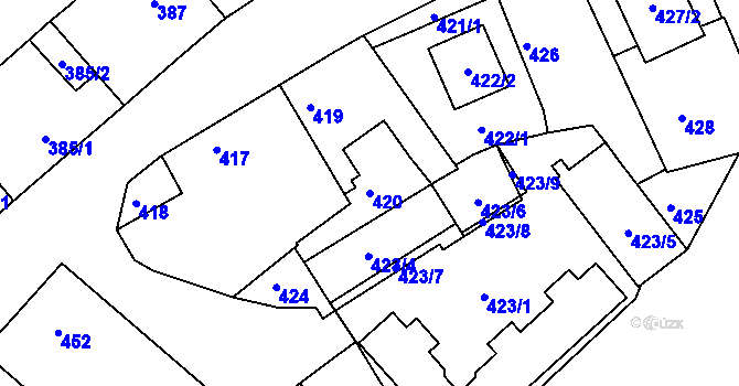 Parcela st. 420 v KÚ Jirny, Katastrální mapa