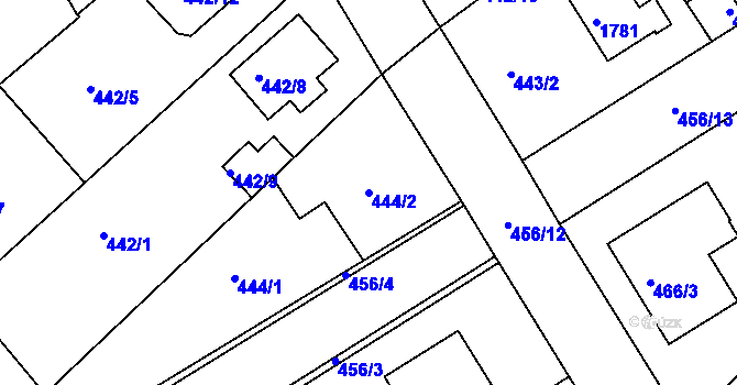 Parcela st. 444/2 v KÚ Jirny, Katastrální mapa