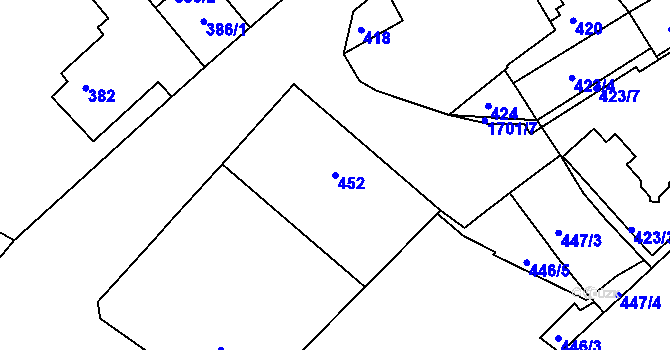 Parcela st. 452 v KÚ Jirny, Katastrální mapa