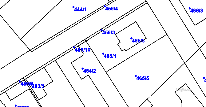 Parcela st. 465/1 v KÚ Jirny, Katastrální mapa