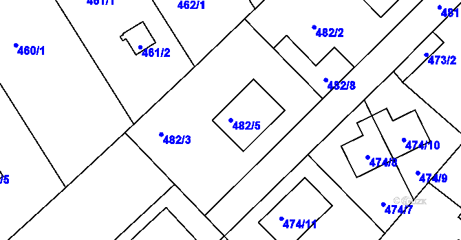 Parcela st. 482/5 v KÚ Jirny, Katastrální mapa