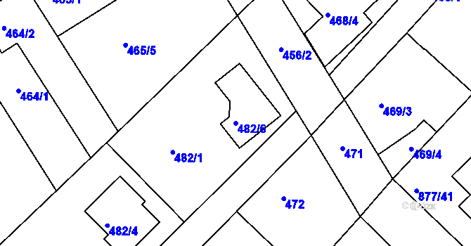 Parcela st. 482/6 v KÚ Jirny, Katastrální mapa