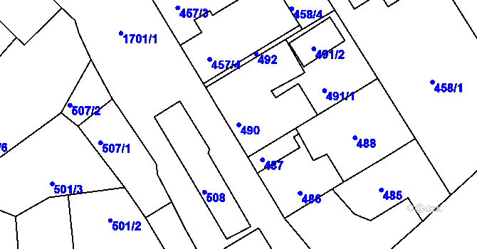 Parcela st. 490 v KÚ Jirny, Katastrální mapa