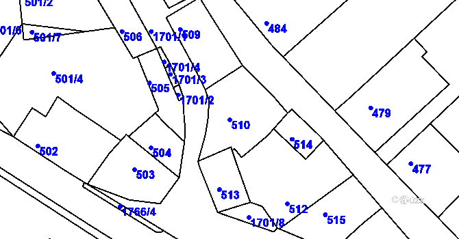 Parcela st. 510 v KÚ Jirny, Katastrální mapa