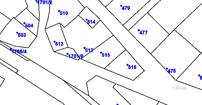 Parcela st. 515 v KÚ Jirny, Katastrální mapa