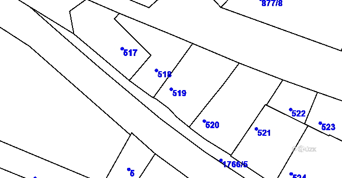 Parcela st. 519 v KÚ Jirny, Katastrální mapa
