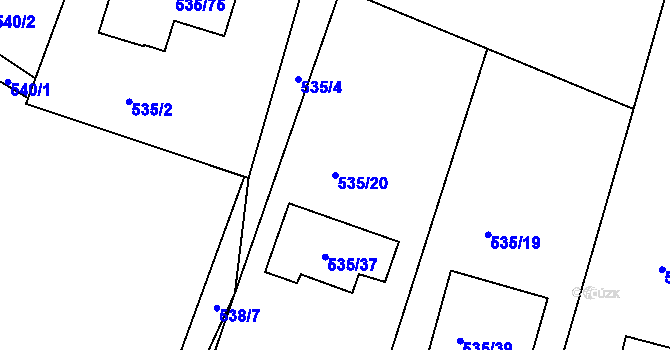 Parcela st. 535/20 v KÚ Jirny, Katastrální mapa