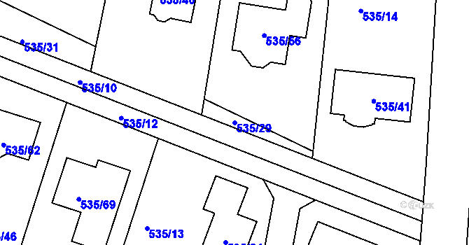 Parcela st. 535/29 v KÚ Jirny, Katastrální mapa