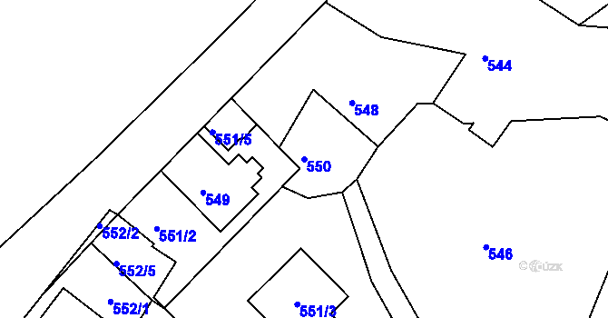 Parcela st. 550 v KÚ Jirny, Katastrální mapa