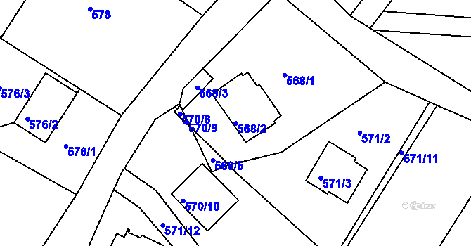 Parcela st. 568/2 v KÚ Jirny, Katastrální mapa