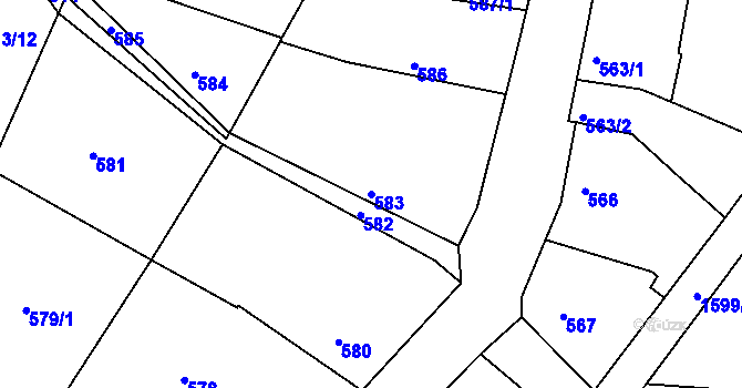 Parcela st. 583 v KÚ Jirny, Katastrální mapa