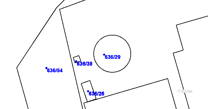 Parcela st. 636/29 v KÚ Jirny, Katastrální mapa