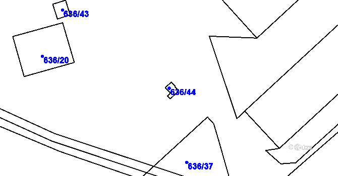 Parcela st. 636/44 v KÚ Jirny, Katastrální mapa