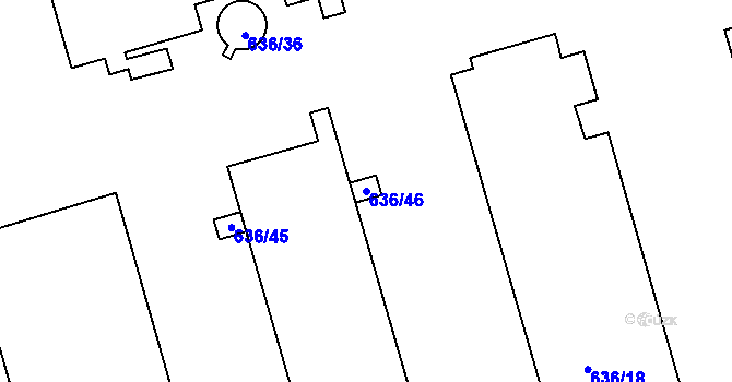 Parcela st. 636/46 v KÚ Jirny, Katastrální mapa