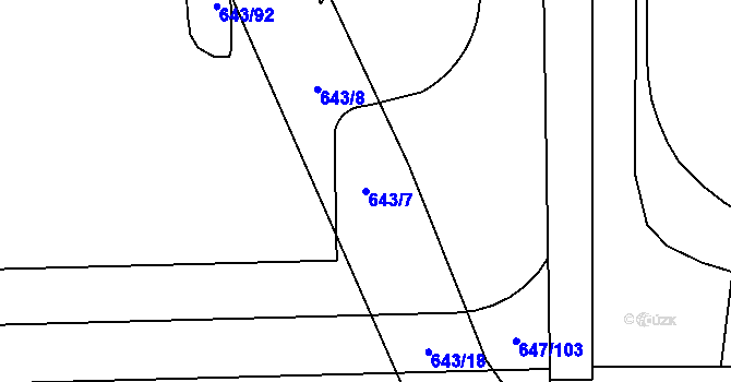 Parcela st. 643/7 v KÚ Jirny, Katastrální mapa